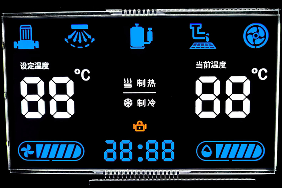 12 O Clock négatif VA Affichage LCD Noir Segment Numérique Graphique LCD Panneau en verre Va Pour Thermostat