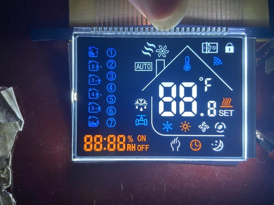 Affichage LCD personnalisé négatif 12 O Clock VA Affichage LCD à chiffres transmissifs Graphique LCD Panneau en verre Va Pour thermostat
