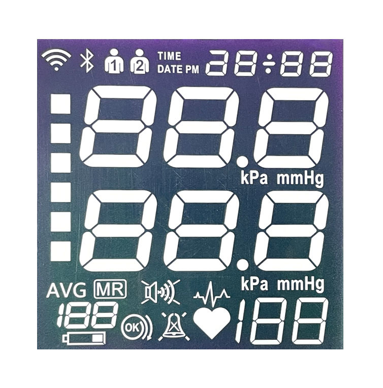 Ventes d'usine TN Segment LCD Noir et blanc Segment Code Sphygmomanomètre Affichage personnalisable