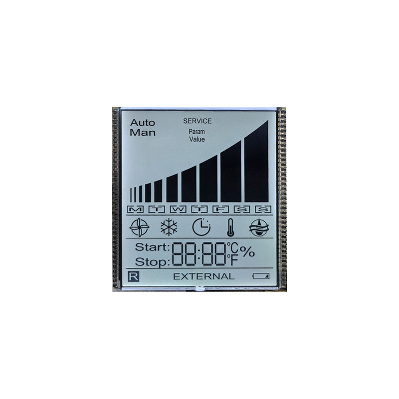 Taille personnalisée de l'usine TN 7 Segment affichage LCD monochrome Module transmissif Caractère transparent pour thermostat