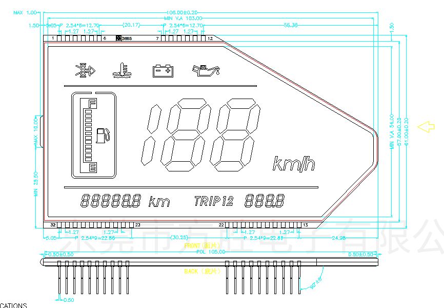 Compteur de vitesse LCD personnalisé à 12 chiffres HTN bleu, écran d'affichage LCD pour moto Honda Yamaha