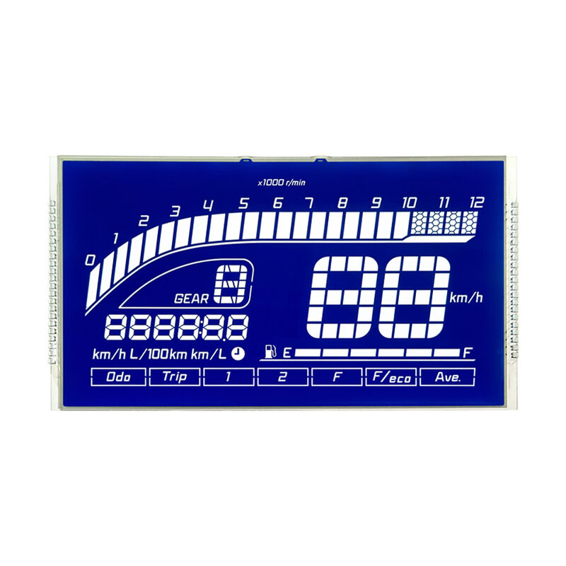 Écran LCD bleu HTN personnalisé, panneau LCD à 7 segments avec segment négatif HTN pour compteur de vitesse
