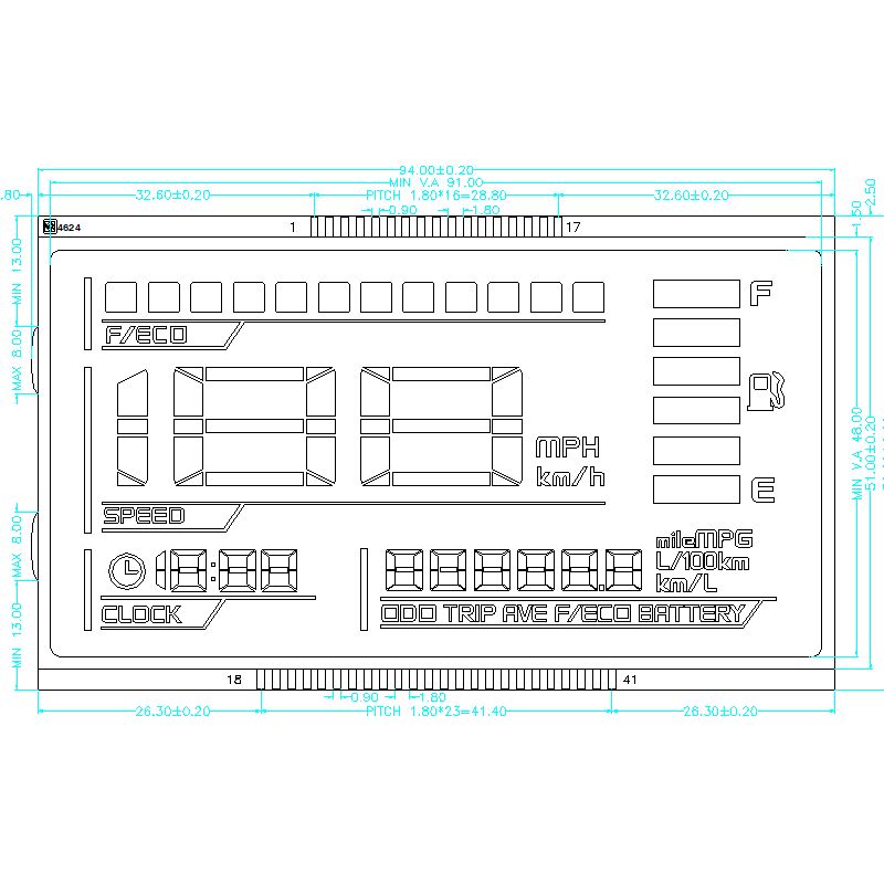 Écran LCD à Segment bleu négatif Htn personnalisé, pour motos, écran LCD négatif avec rétro-éclairage, nématique hautement torsadé