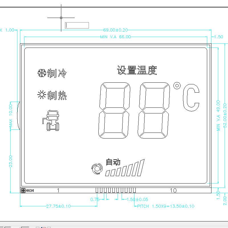 Solutions d'affichage LCD monochrome TN pour les affichages d'informations industrielles Thermostat Écran LCD à segments monochromes
