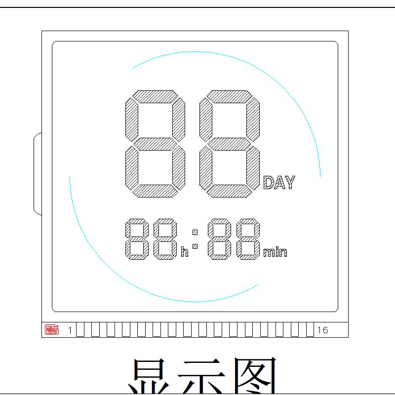 Écran LCD TN personnalisé à 2 chiffres et 7 segments, panneau d'écran LCD positif réfléchissant pour minuterie